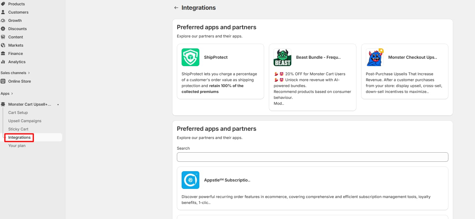 Monster Cart integrations