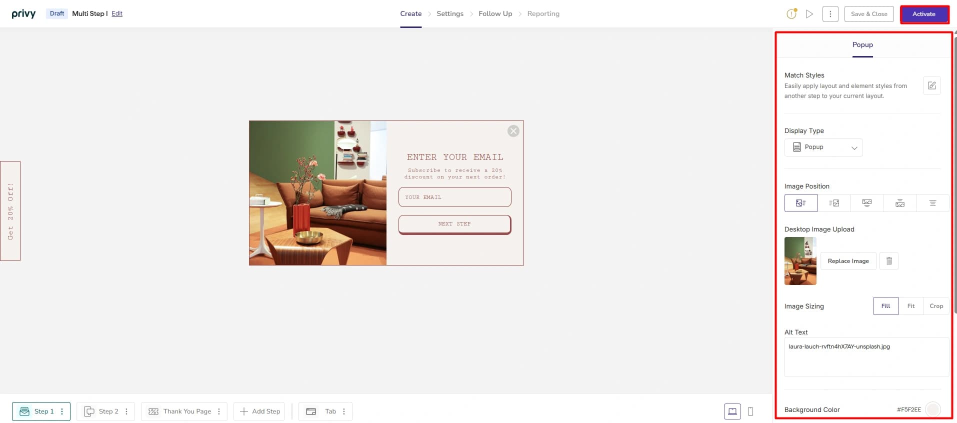 Privy popup and display editor
