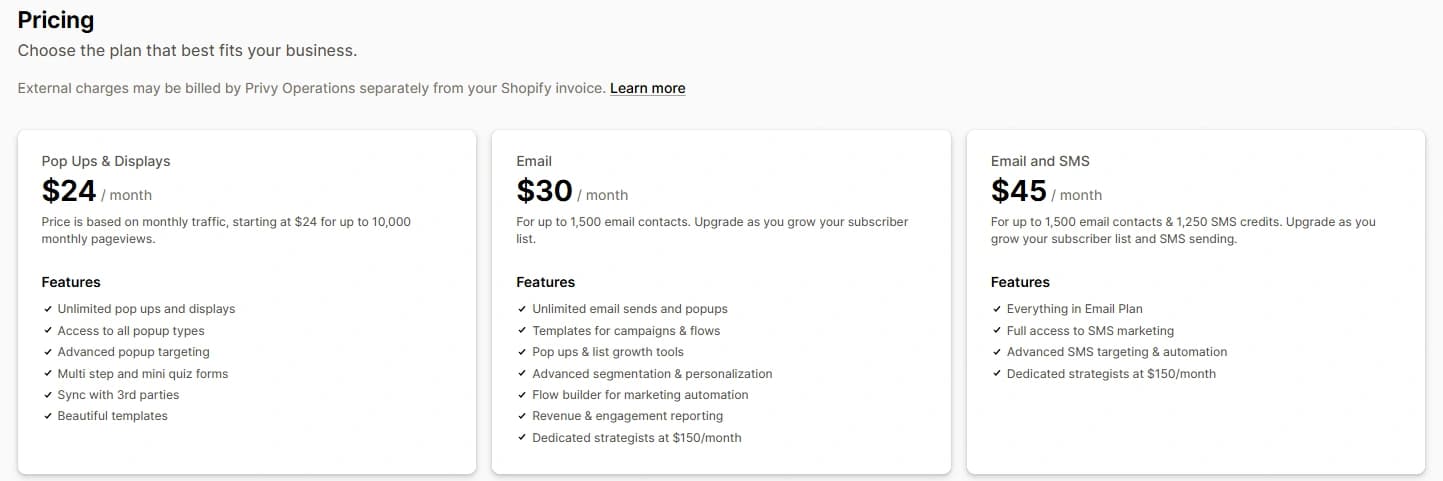 Privy pricing plans