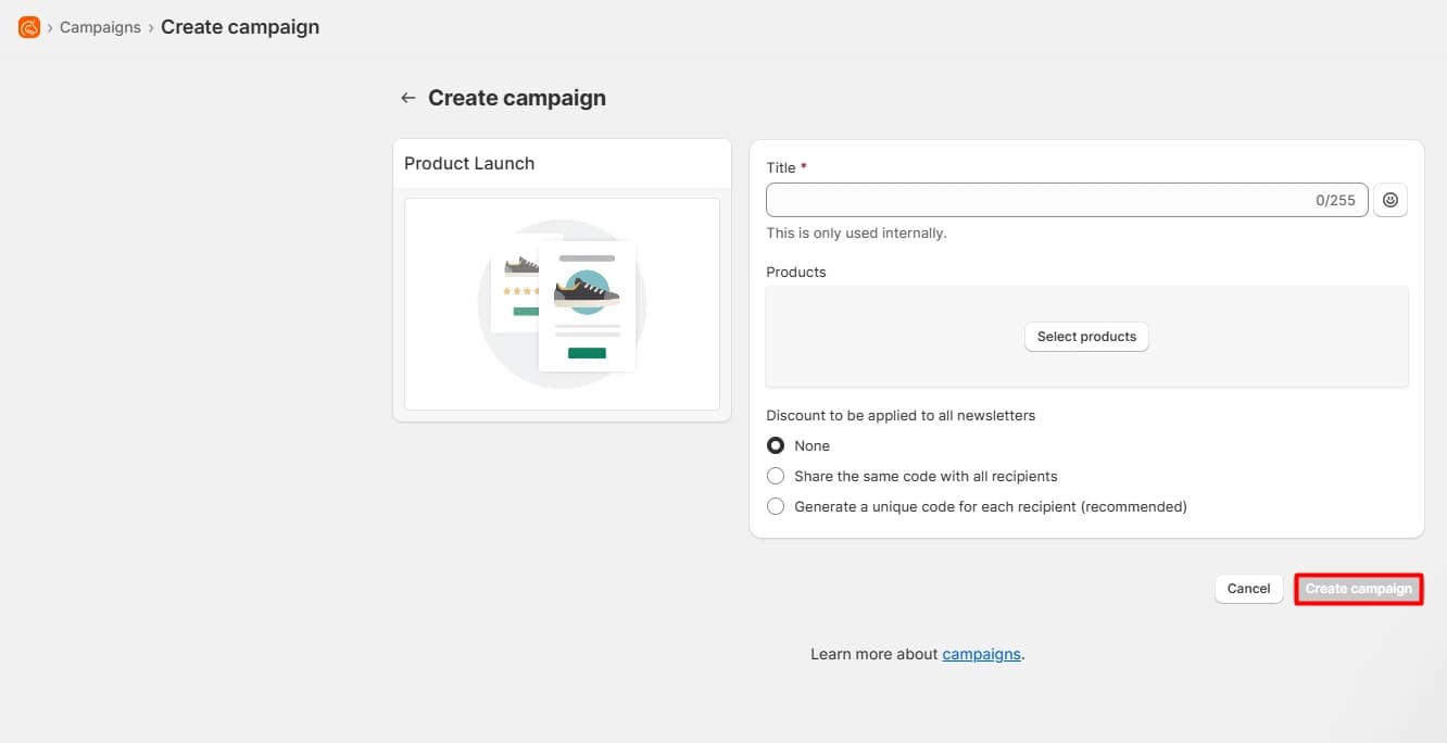 Seguno create campaign screen